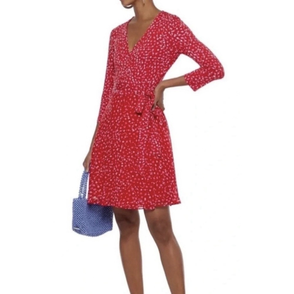 Diane von Furstenberg DVF New Irina Floral Poinsetta Wrap Dress Size Medium